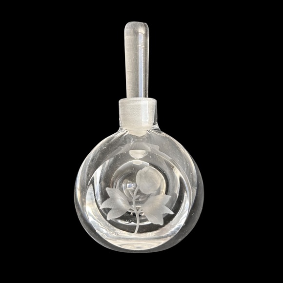 Vintage Orrefors Sweden Etched Crystal Perfume New in Original Boz - Picture 1 of 5